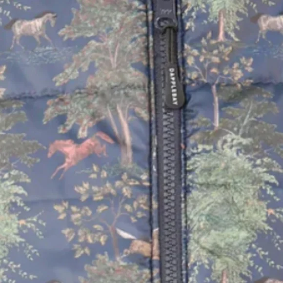 Women's Dapplebay Navy & Autumn Toile Reversible Puffer Jacket hooded NWT - Picture 5 of 12